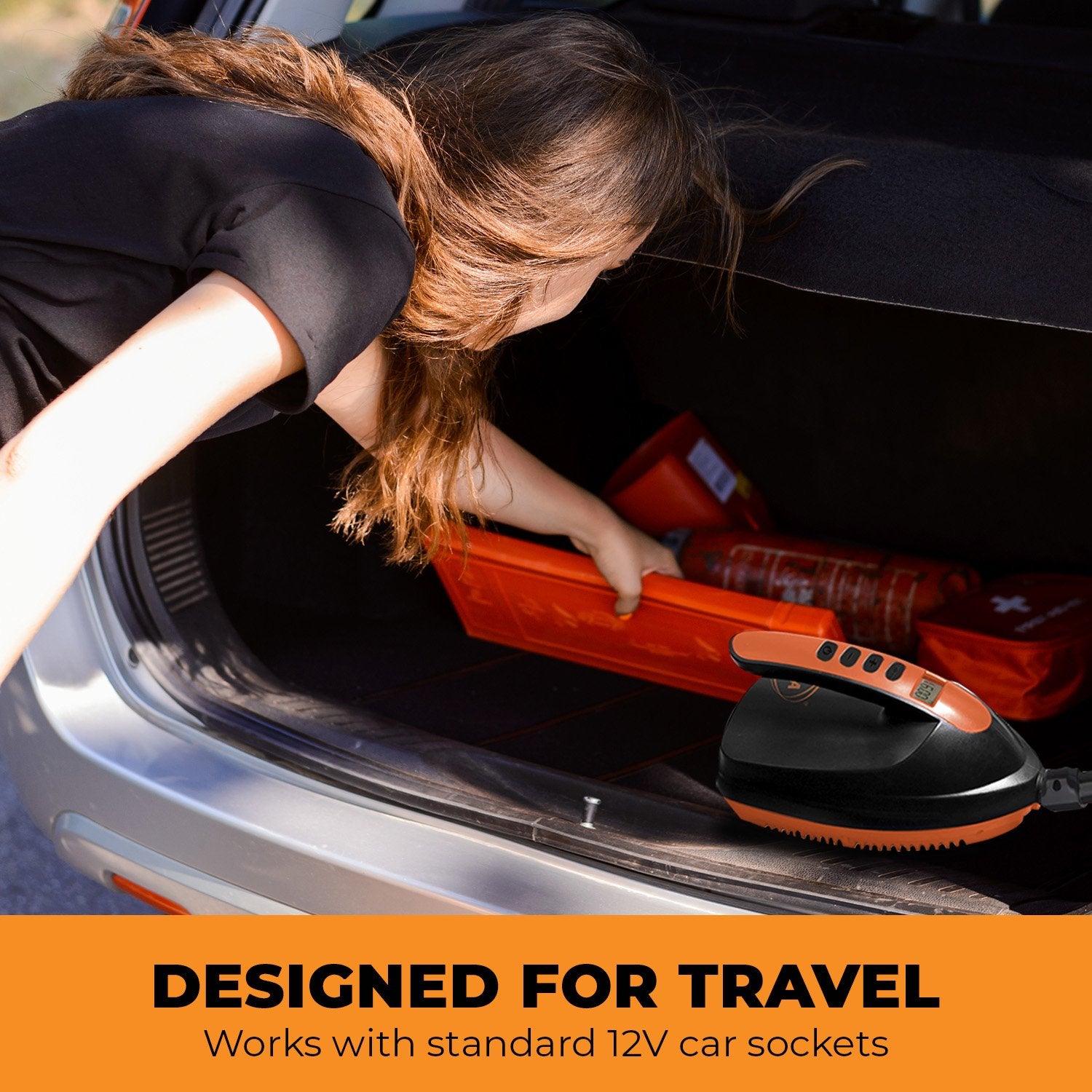 Kahuna Portable Electric Air Pump with six nozzles for inflating paddle boards and other inflatables.