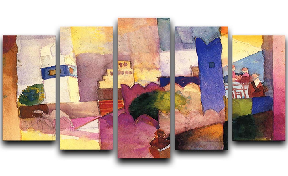 Kairouan by Macke 5 Split Panel Canvas artwork featuring vibrant colors and intricate details across five panels.