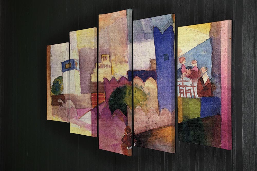 Kairouan by Macke 5 Split Panel Canvas artwork featuring vibrant colors and intricate details across five panels.
