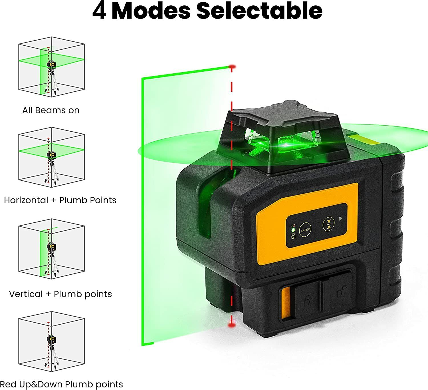 KAIWEETS KT360B Green Laser Level with self-leveling feature, showing its compact design and included accessories.