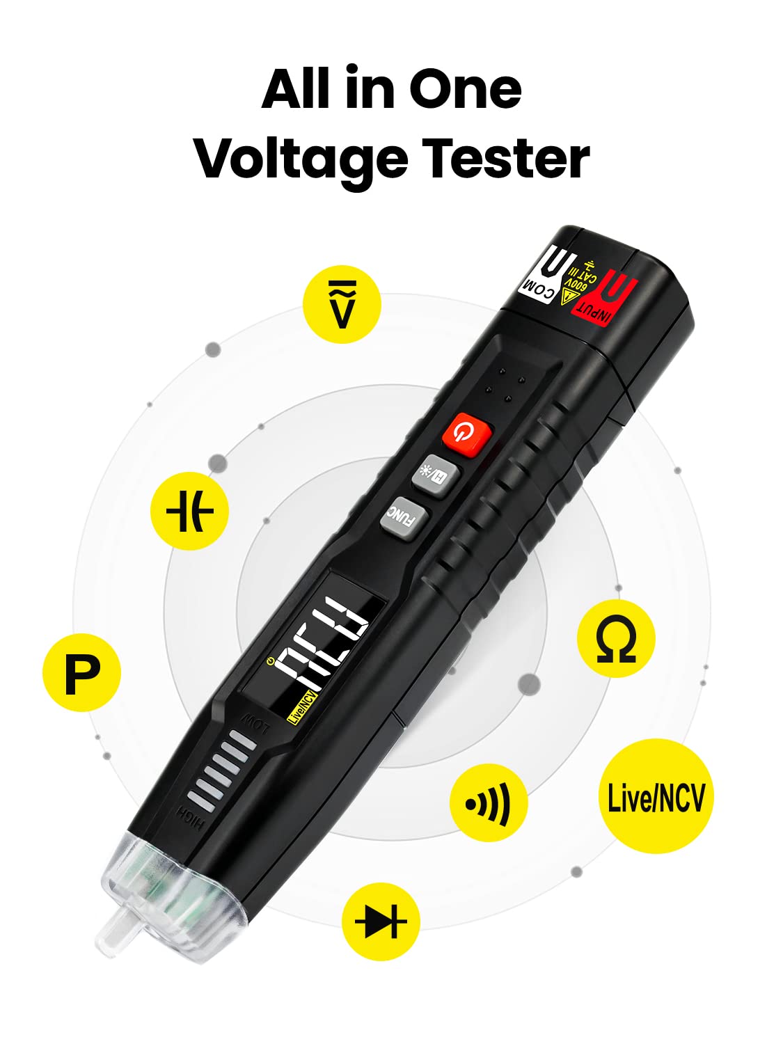 KAIWEETS Voltage Tester ST100 showcasing its multifunctional features and non-contact voltage detection capability.