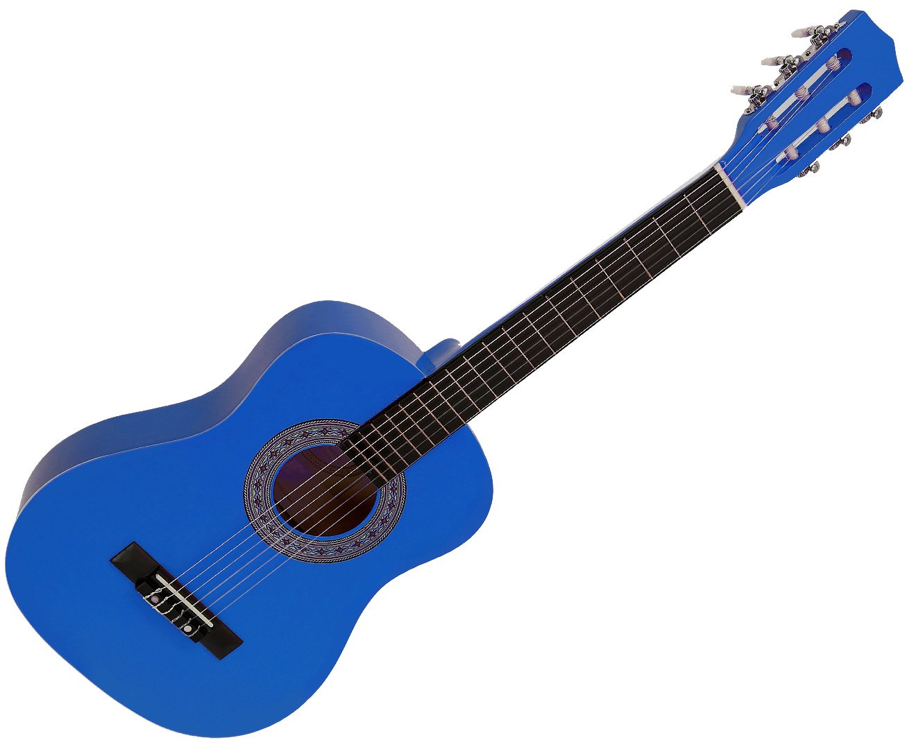 Karrera 34in Acoustic Children Guitar in blue, showcasing its wooden body and stylish design, perfect for young musicians.