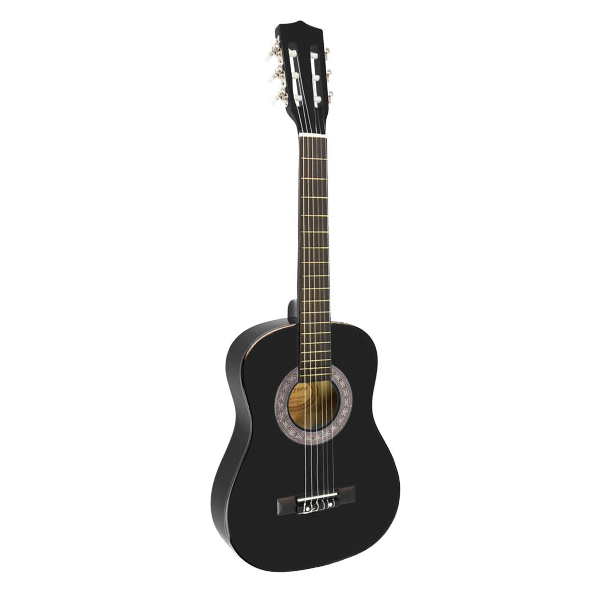 Karrera 34in Acoustic Children Wooden Guitar in black, showcasing its sleek design and quality craftsmanship, perfect for young musicians.