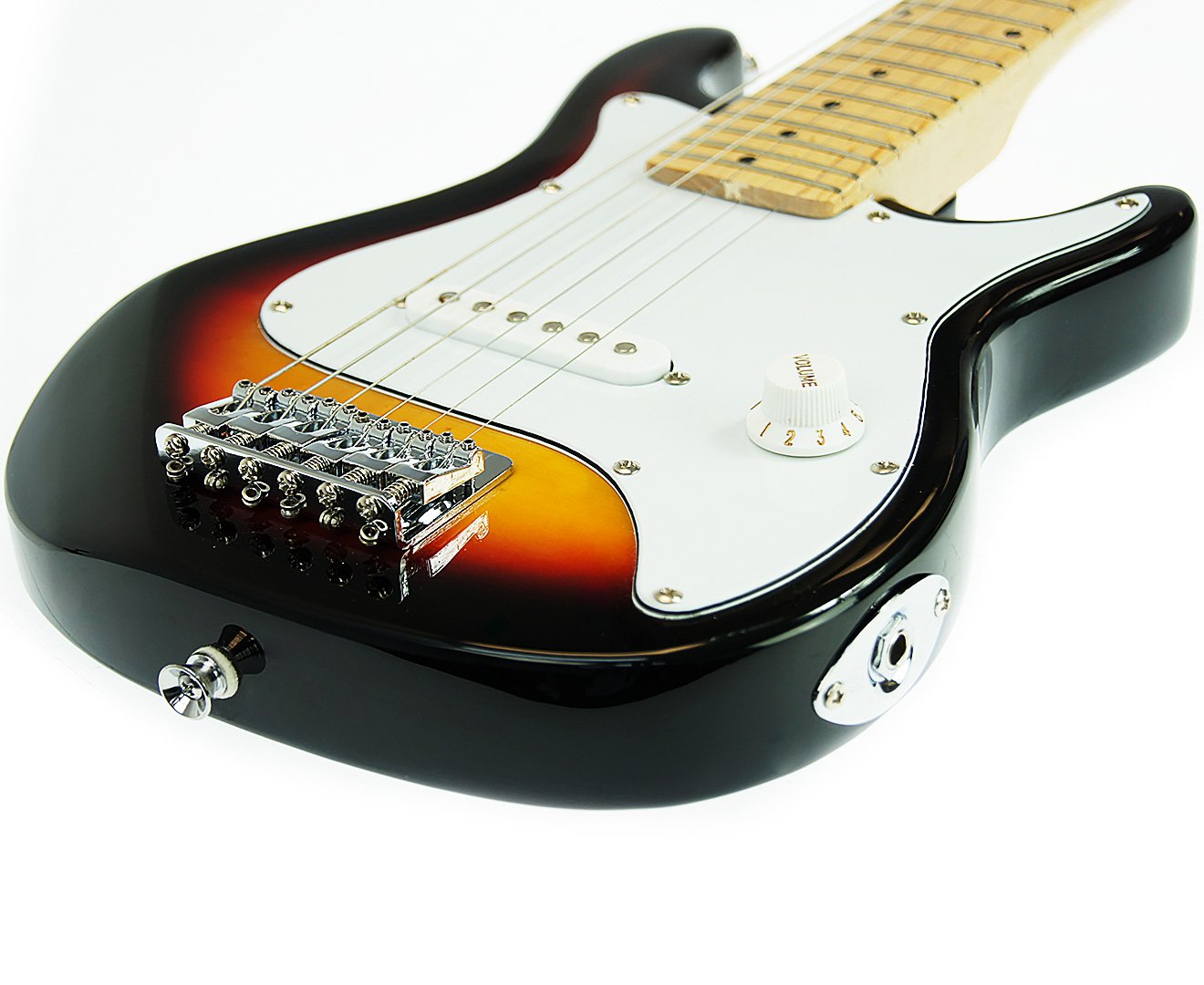 Karrera Children's Electric Guitar in sunburst finish, showcasing its sleek design and professional features.