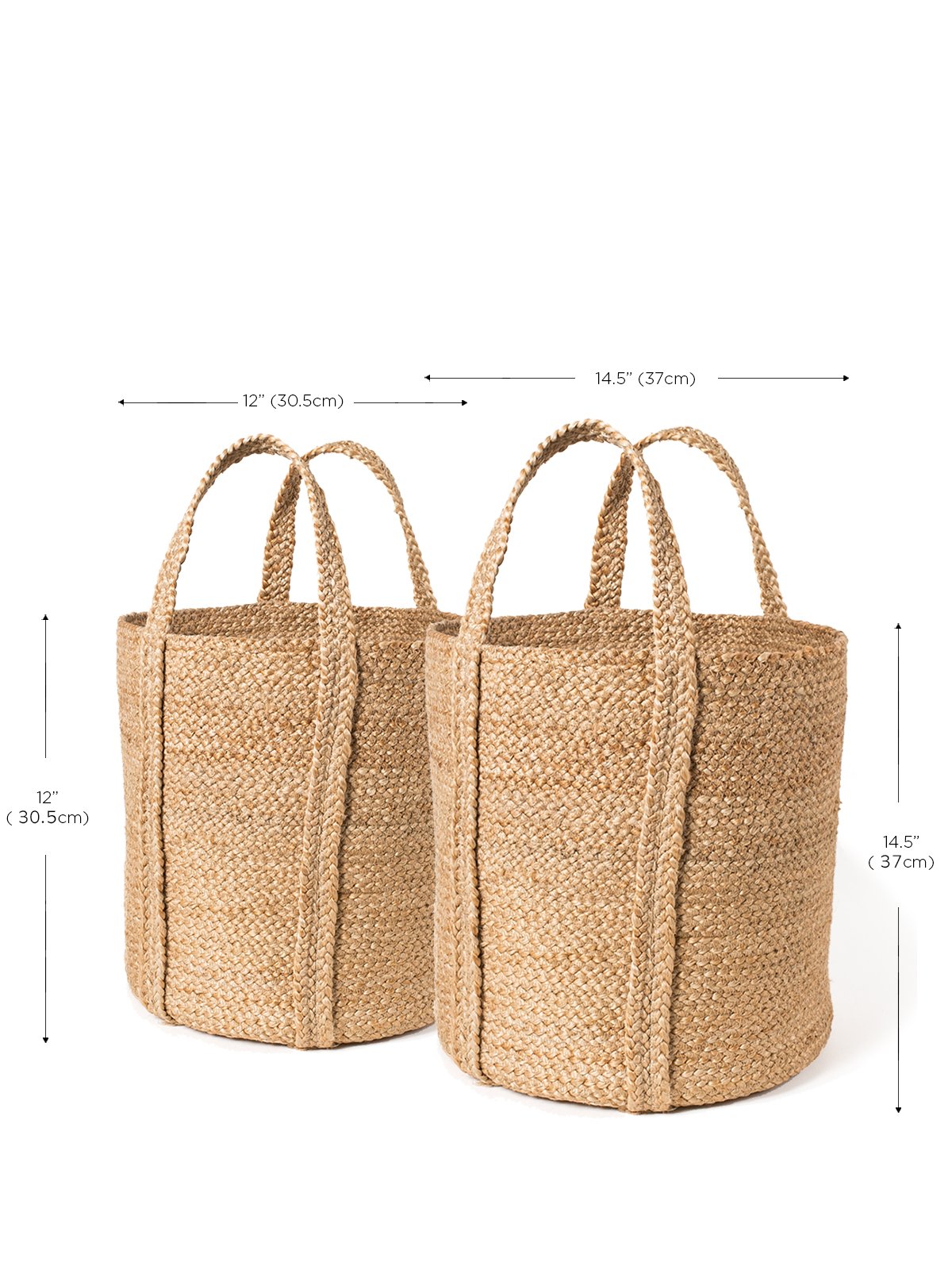 Natural Kata Basket with handle, handcrafted from braided jute, showcasing its unique texture and design.