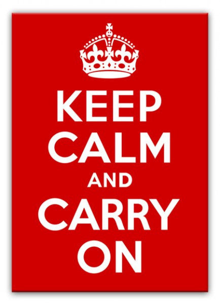 Keep Calm and Carry On canvas print featuring a minimalist design with bold text on a textured background.