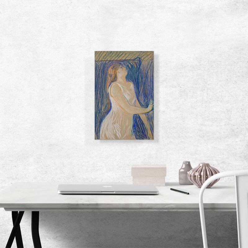 Canvas print of Ketch of the Model Posing 1893, showcasing intricate details and vibrant colors, perfect for home decor.