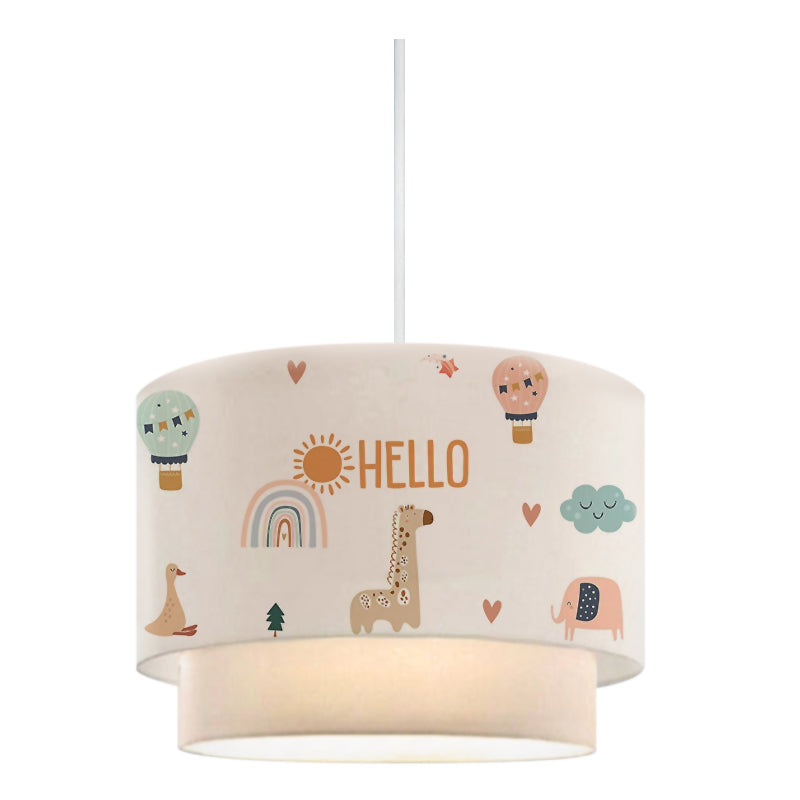 Kids Ceiling Lamp HELLO featuring cute animal designs in vibrant colors, perfect for children's rooms.