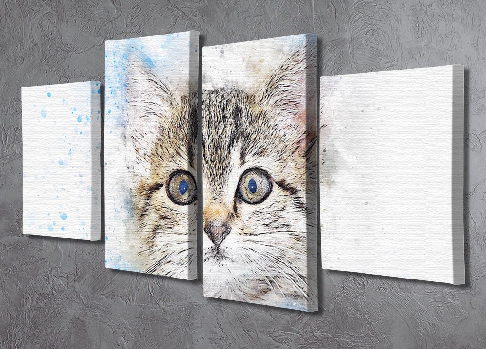 A vibrant 4-split canvas painting featuring playful kittens, showcasing a dynamic and colorful design perfect for cat lovers.