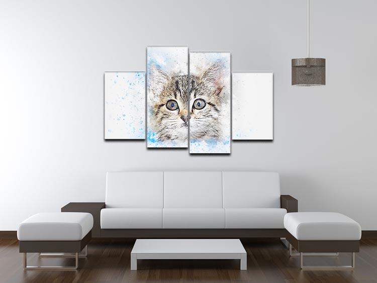 A vibrant 4-split canvas painting featuring playful kittens, showcasing a dynamic and colorful design perfect for cat lovers.
