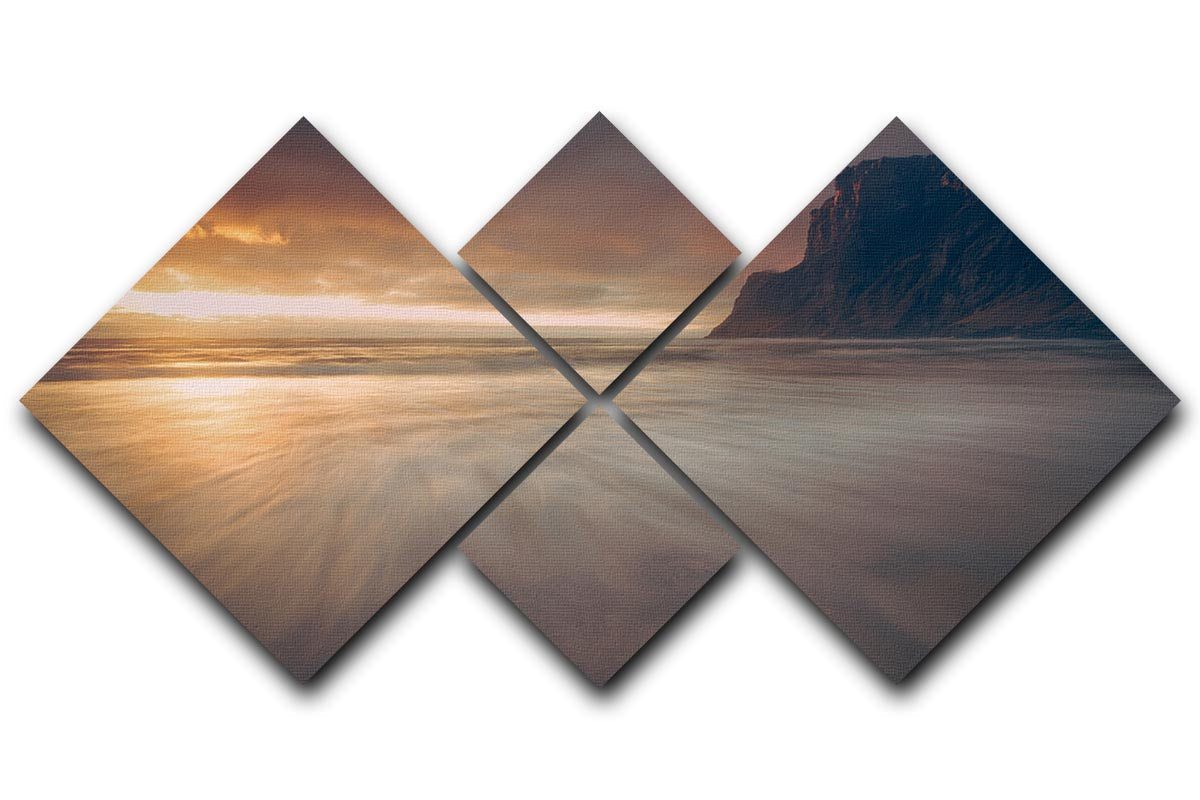 Kvalvika 4 Square Multi Panel Canvas featuring four equal square sections with a harmonious design, perfect for modern decor.