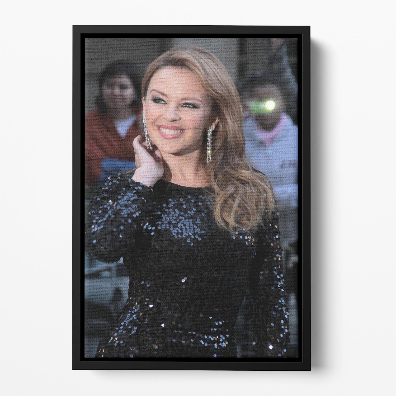 Kylie Minogue at a premiere 2012, vibrant floating framed canvas art piece showcasing her iconic style.