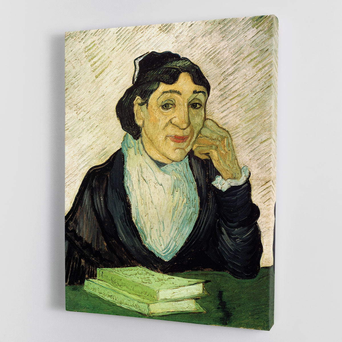 L Arlesienne Madame Ginoux by Van Gogh canvas print showcasing vibrant colors and intricate details.