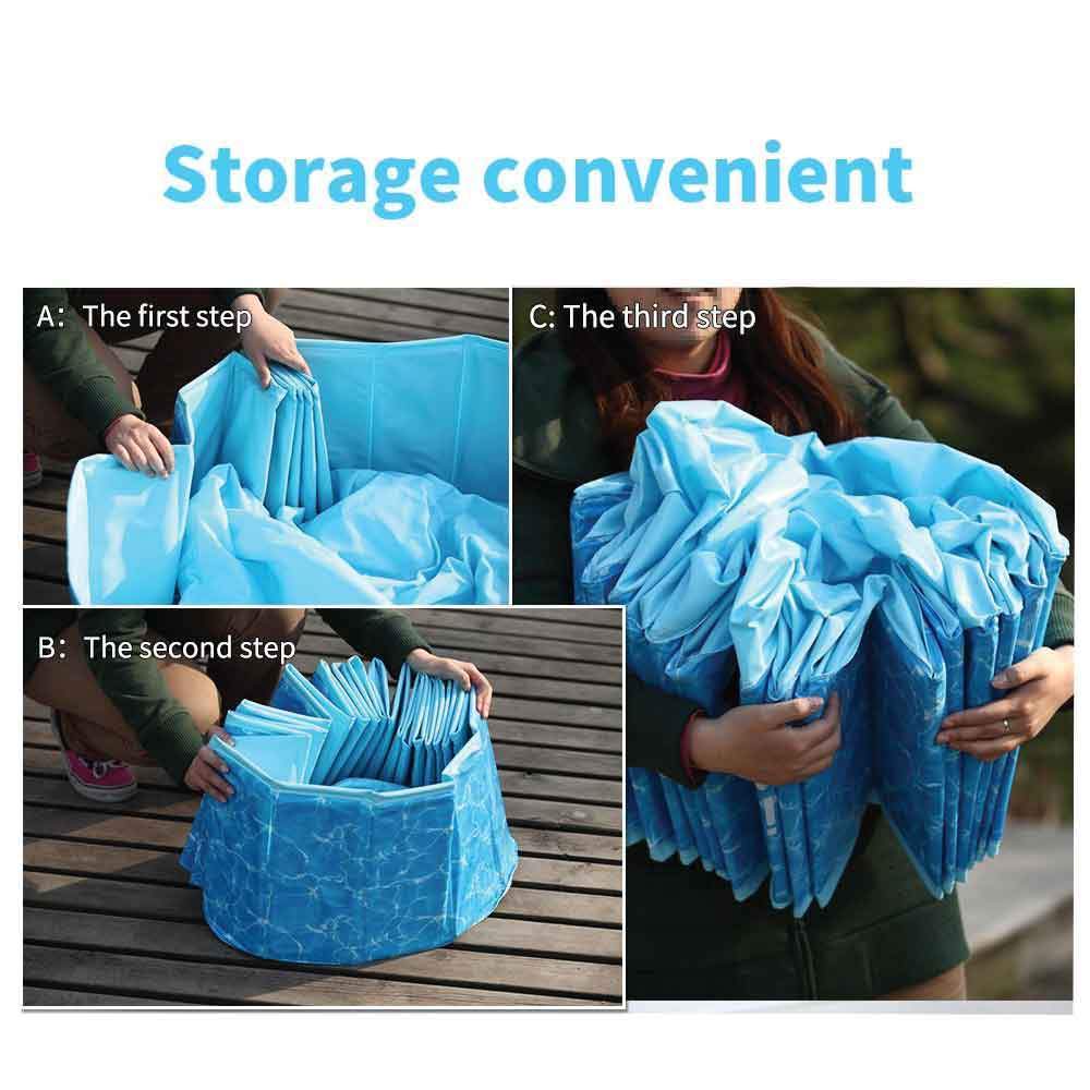 L Dog Swimming Pool made of tough PVC, designed for pets to splash and play safely, featuring an anti-slippery bottom.