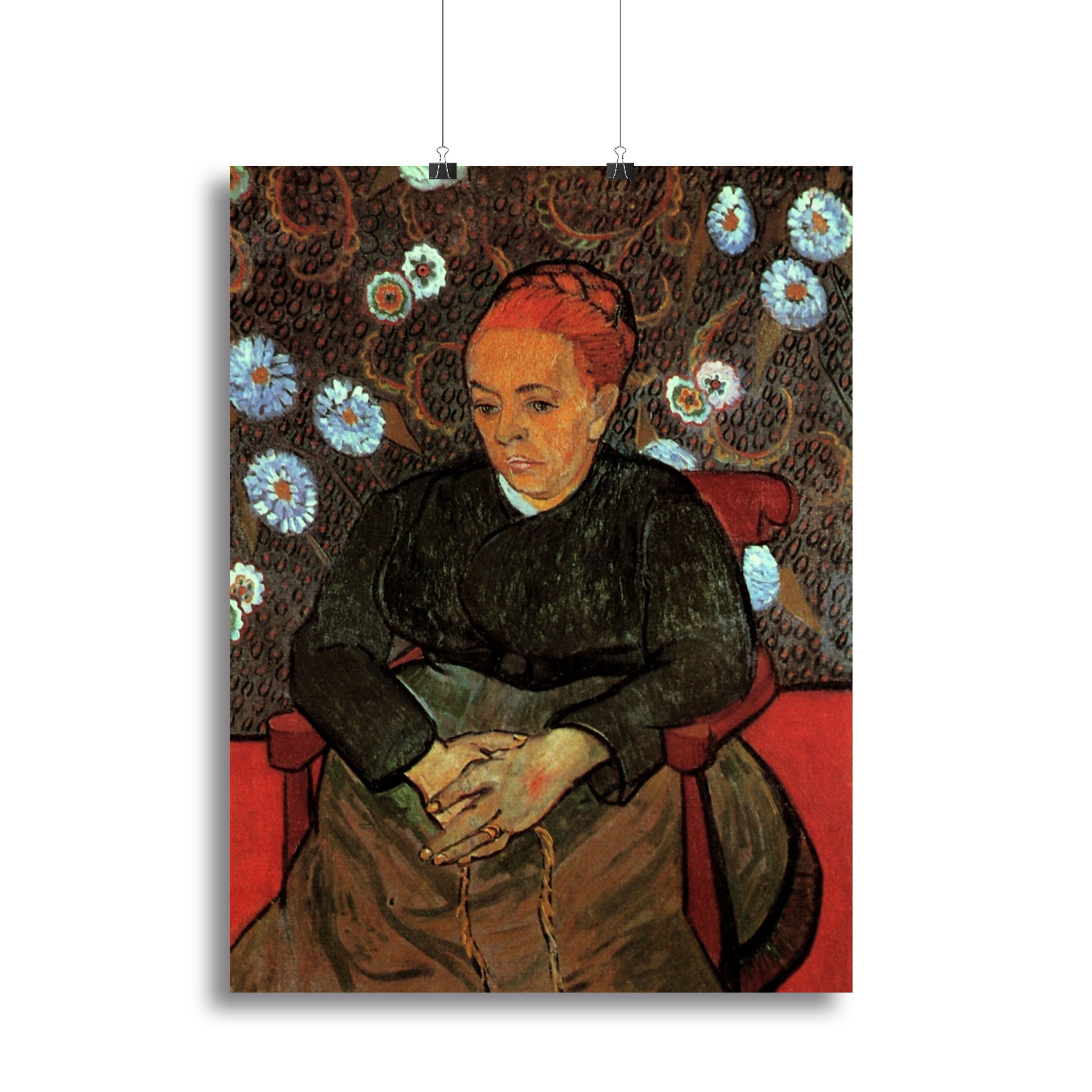 La Berceuse Augustine Roulin 2 canvas print by Van Gogh, showcasing a serene mother and child in vibrant colors.