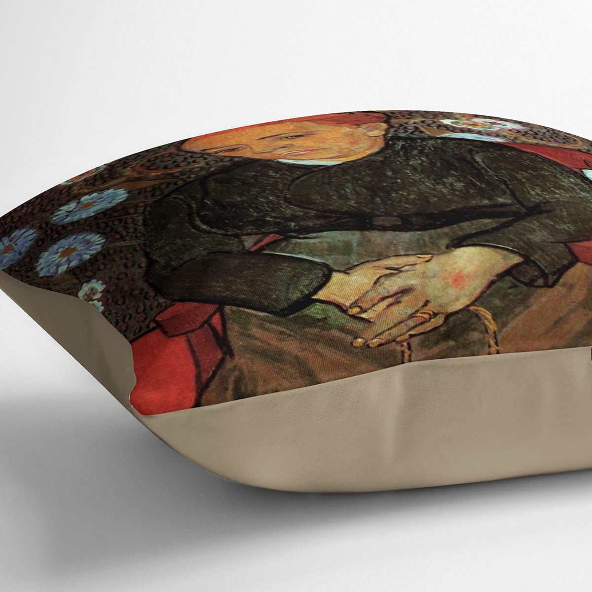 La Berceuse Augustine Roulin 2 cushion featuring vibrant abstract design on luxurious vegan faux suede, perfect for home decor.