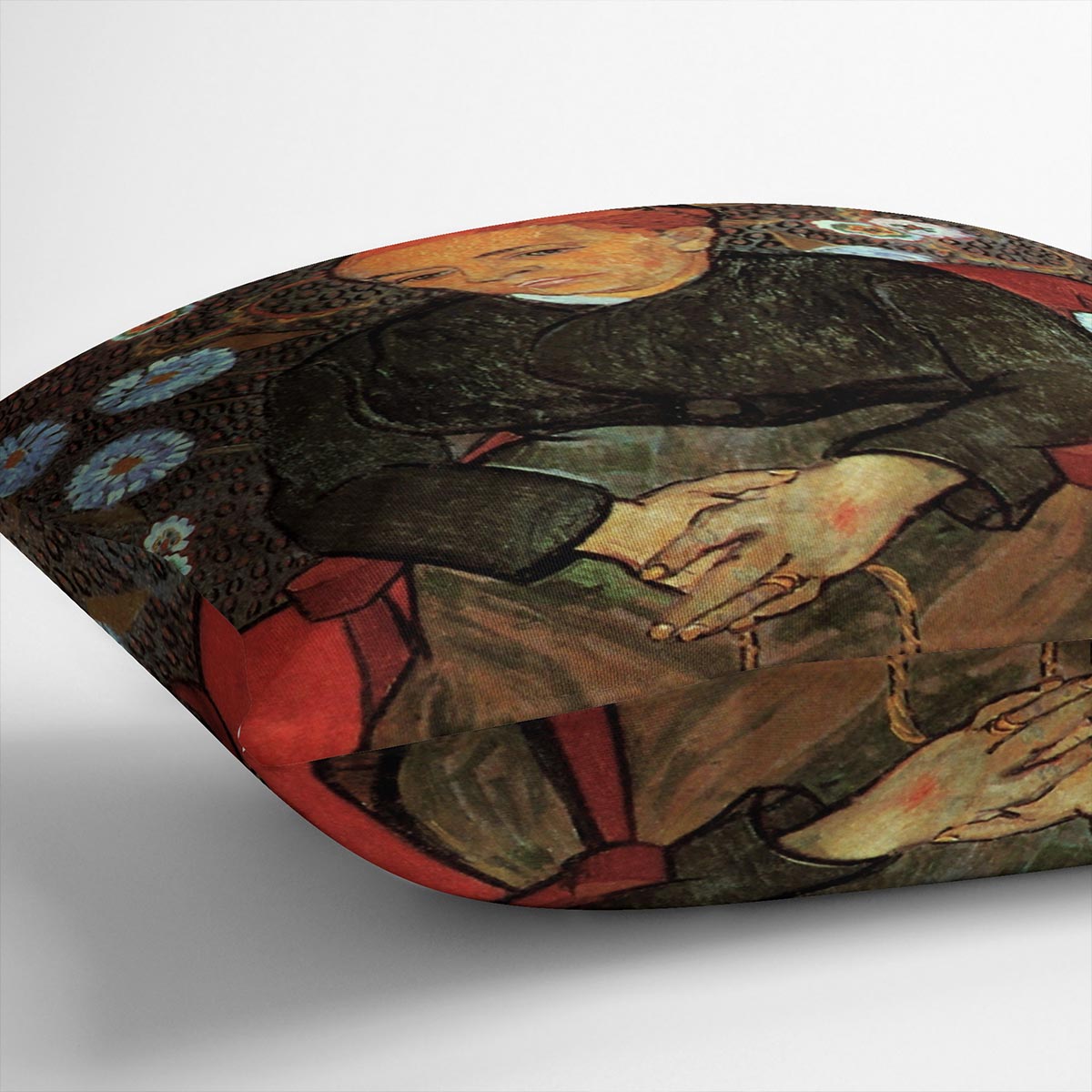 La Berceuse Augustine Roulin 2 cushion featuring vibrant abstract design on luxurious vegan faux suede, perfect for home decor.