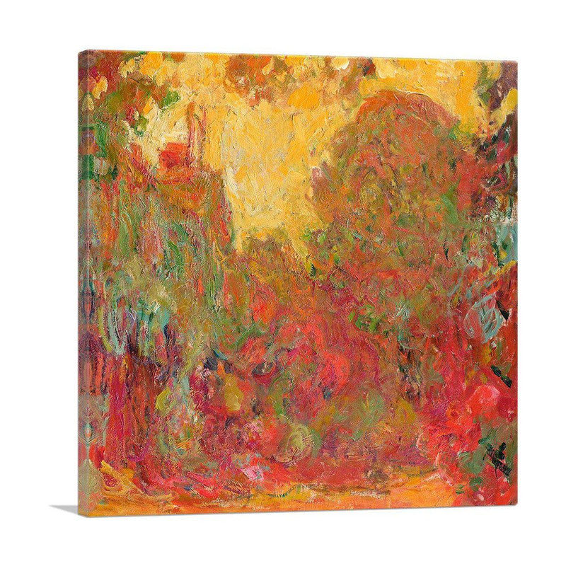 A beautiful canvas print featuring a garden with roses, showcasing vibrant colors and intricate details, perfect for home decor.
