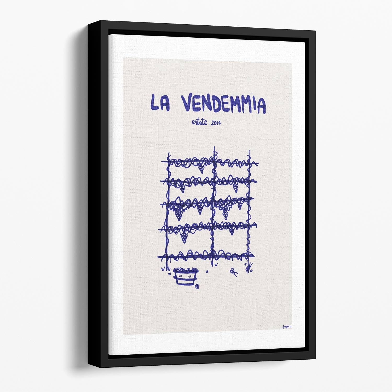 La vendemmia Floating Framed Canvas featuring vibrant abstract design in an elegant wooden frame, perfect for modern home decor.