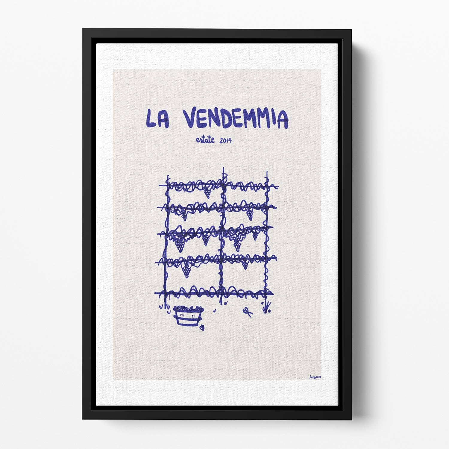 La vendemmia Floating Framed Canvas featuring vibrant abstract design in an elegant wooden frame, perfect for modern home decor.