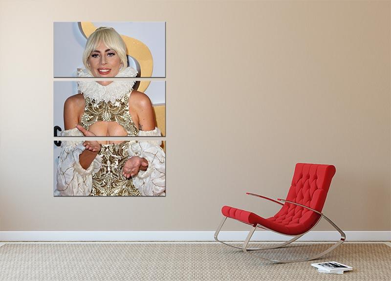 Lady Gaga A Star Is Born 3 Split Panel Canvas Print featuring three panels with vibrant colors and artistic design.