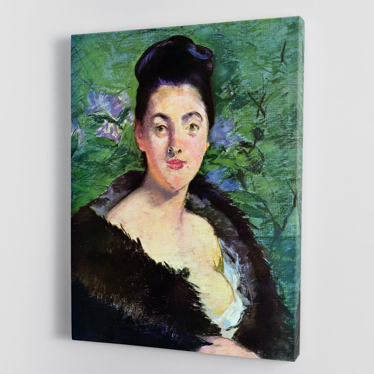 Canvas print of 'Lady in Fur' by Manet, showcasing a woman in luxurious fur, elegant and sophisticated.