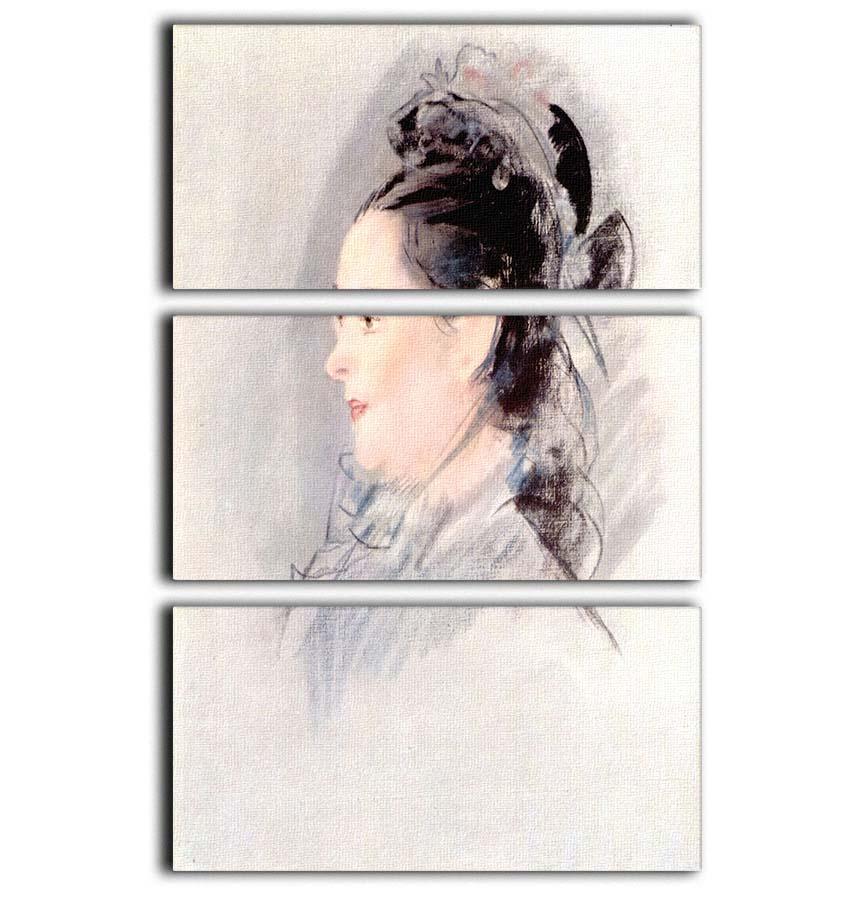 A stunning 3-panel canvas print featuring Manet's Lady with Hair Up, showcasing vibrant colors and intricate details.