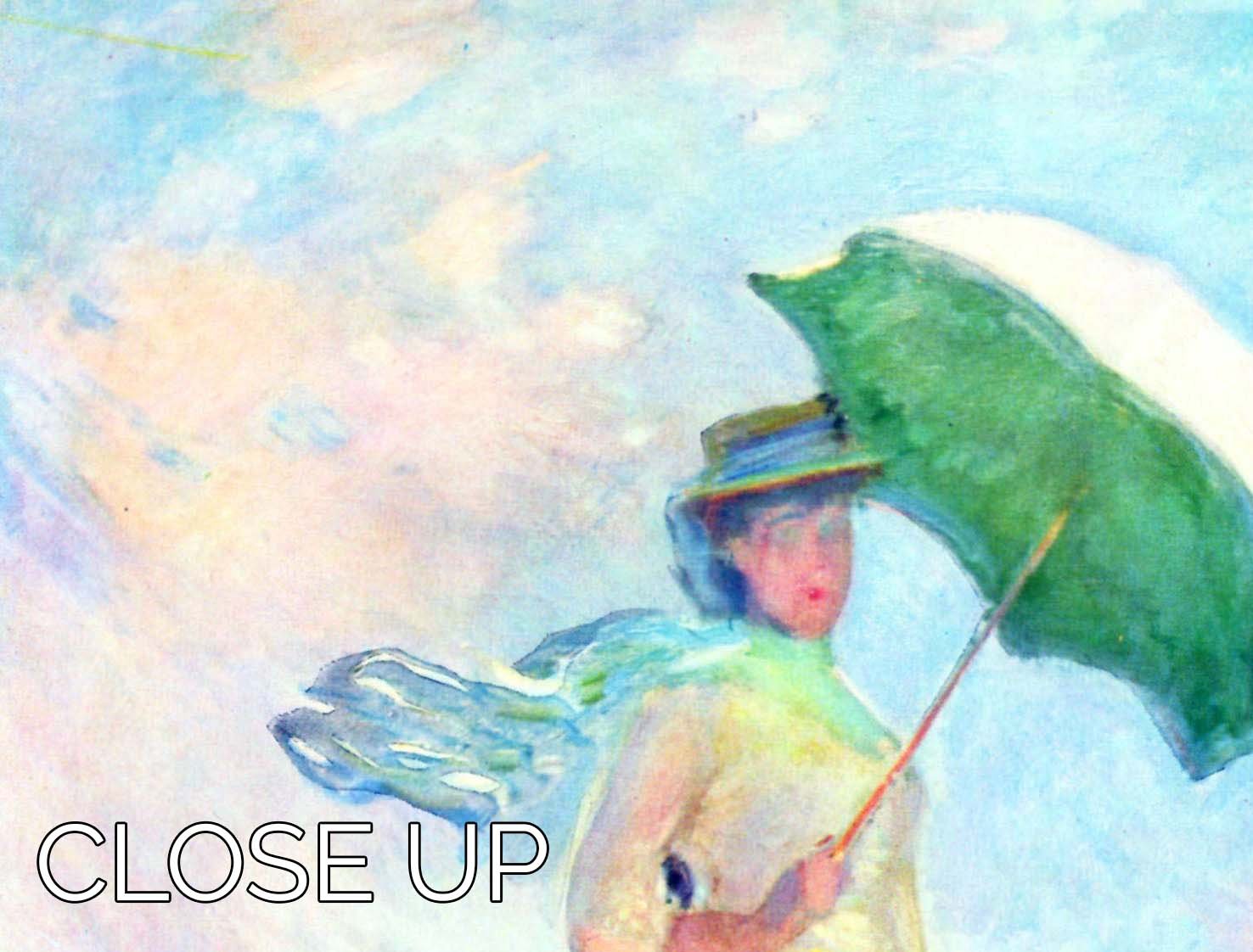 Three-panel canvas print of Monet's Lady with Sunshade, showcasing vibrant colors and elegant design.