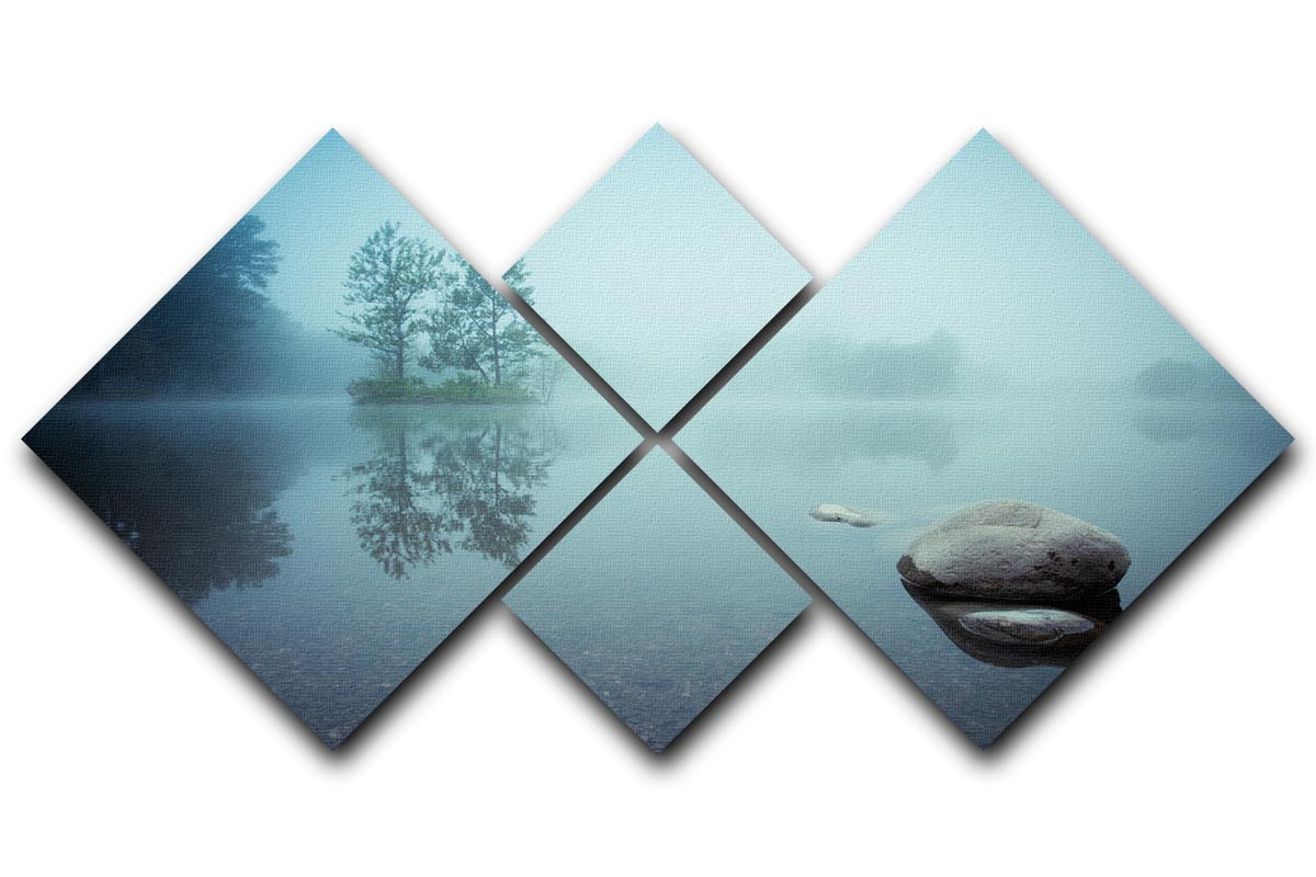 Laguna Morning 4 Square Multi Panel Canvas artwork featuring four equal square sections with vibrant colors and harmonious design.