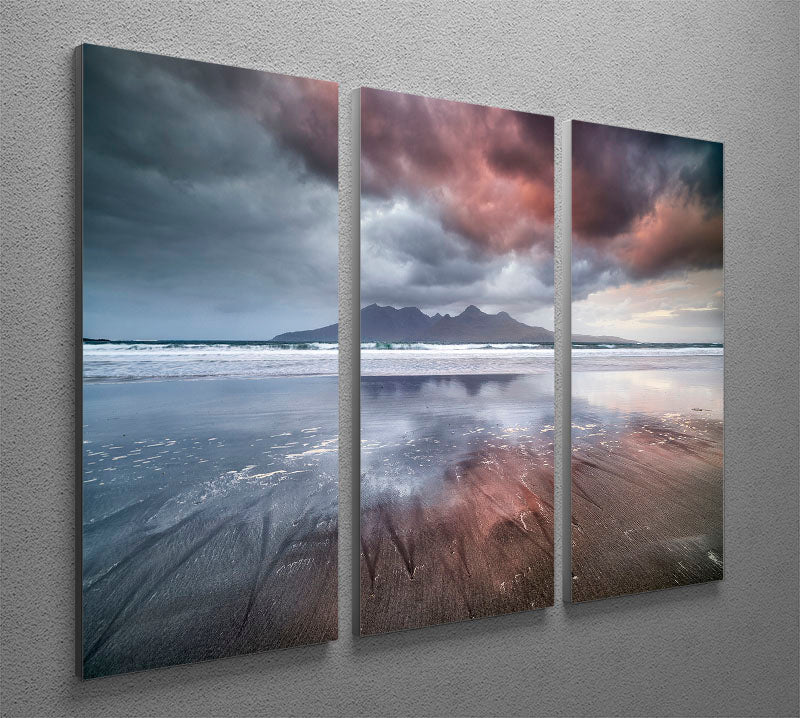 Laig Beach 3 Split Panel Canvas Print showcasing a serene beach scene across three canvases.