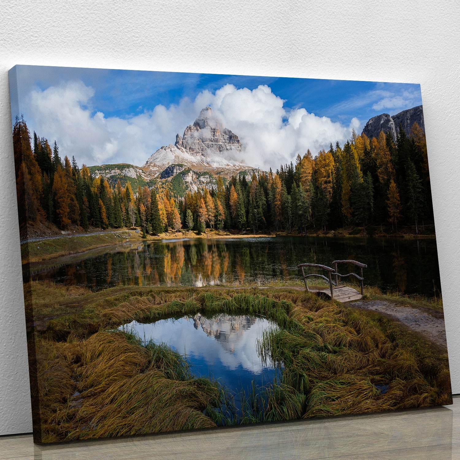 Lake Antorno canvas print showcasing serene waters and surrounding nature, perfect for home decor.