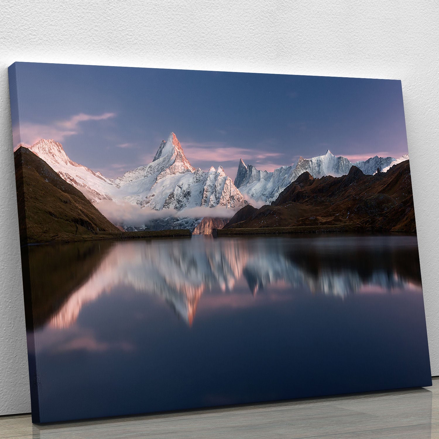 Lake Bahalpsee canvas print showcasing serene lake and mountain scenery, perfect for home decor.