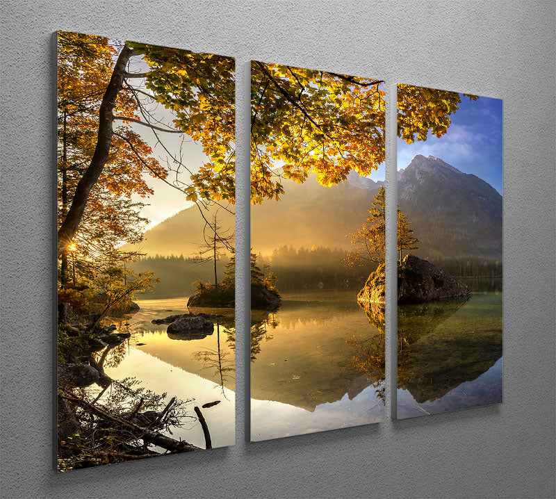 Lake Hintersee 3 Split Panel Canvas Print showcasing serene lake and mountain scenery.