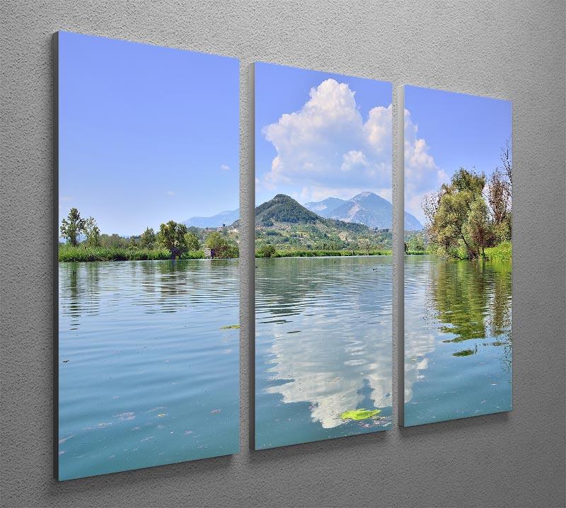 Lake of Posta Fibreno 3 Split Panel Canvas Print showcasing serene nature scenery in three panels.