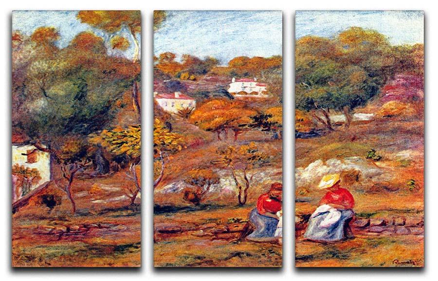 Three-panel canvas print of Renoir's Landscape at Cagnes, showcasing vibrant colors and intricate details.