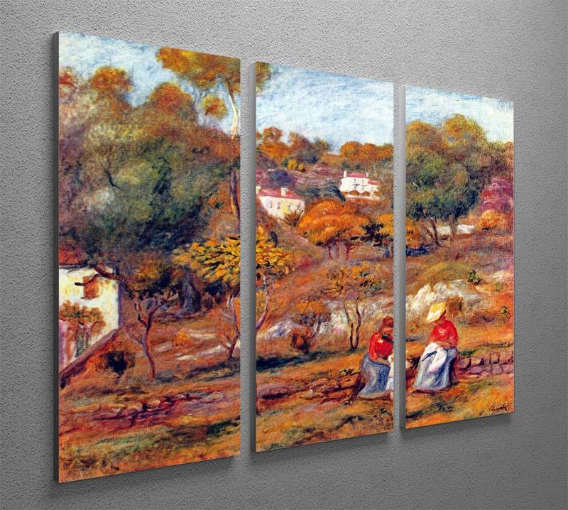 Three-panel canvas print of Renoir's Landscape at Cagnes, showcasing vibrant colors and intricate details.