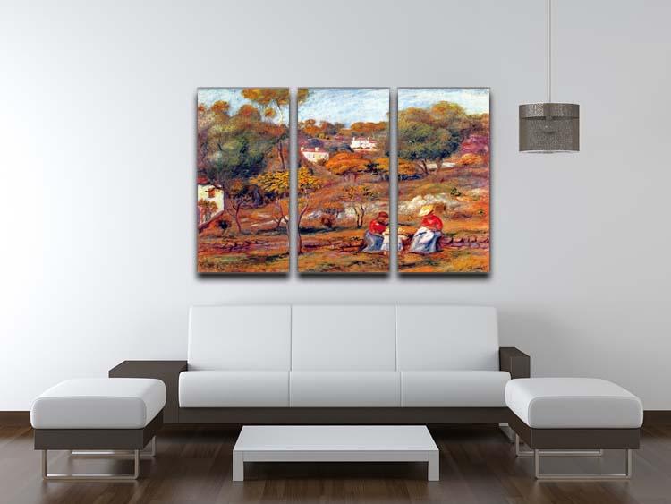 Three-panel canvas print of Renoir's Landscape at Cagnes, showcasing vibrant colors and intricate details.