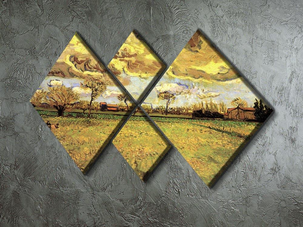 4-square multi-panel canvas featuring Van Gogh's Landscape Under a Stormy Sky, showcasing vibrant colors and dramatic skies.