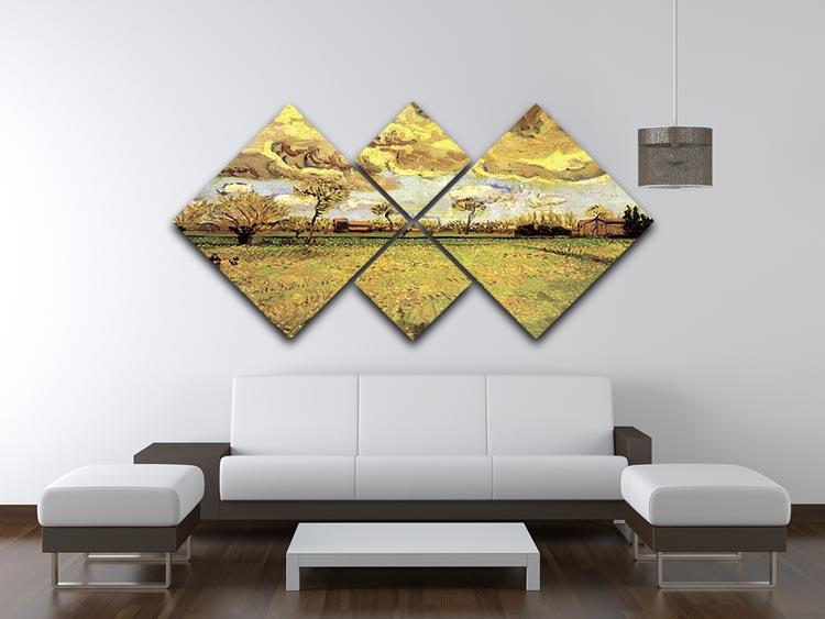 4-square multi-panel canvas featuring Van Gogh's Landscape Under a Stormy Sky, showcasing vibrant colors and dramatic skies.