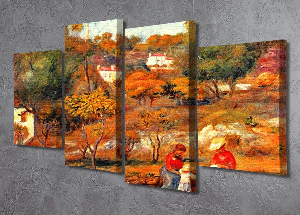 A 4-split canvas artwork featuring Renoir's Landscape with Cagnes, showcasing vibrant colors and serene scenery across four panels.