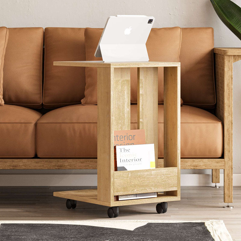 MILENA Laptop/Coffee Table in natural beech color, measuring 37x45x60 cm, showcasing its sleek design and durable melamine surface.