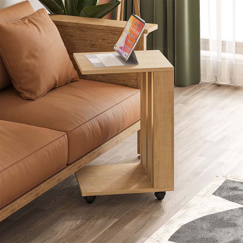 MILENA Laptop/Coffee Table in natural beech color, measuring 37x45x60 cm, showcasing its sleek design and durable melamine surface.