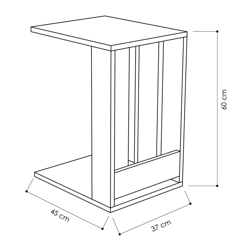 MILENA Laptop/Coffee Table in natural beech color, measuring 37x45x60 cm, showcasing its sleek design and durable melamine surface.