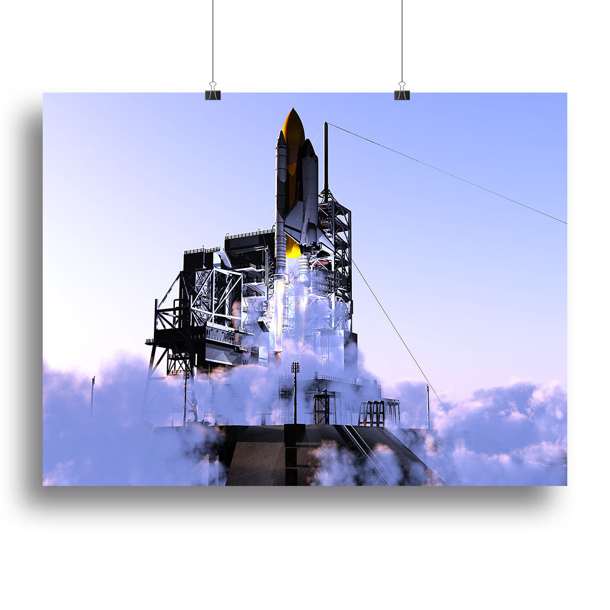 Launch a spacecraft into space canvas print showcasing a vibrant and detailed depiction of a rocket launch against a cosmic backdrop.