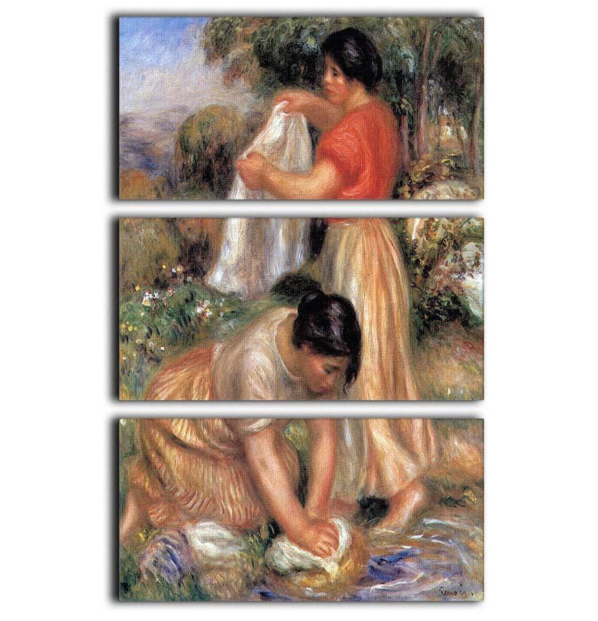 Laundresses 2 by Renoir 3 Split Panel Canvas Print showcasing elegant artwork in three panels.