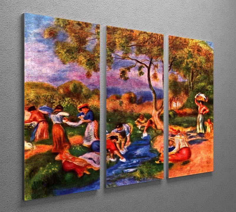 Three-panel canvas print of Laundresses by Renoir, showcasing vibrant colors and intricate details.