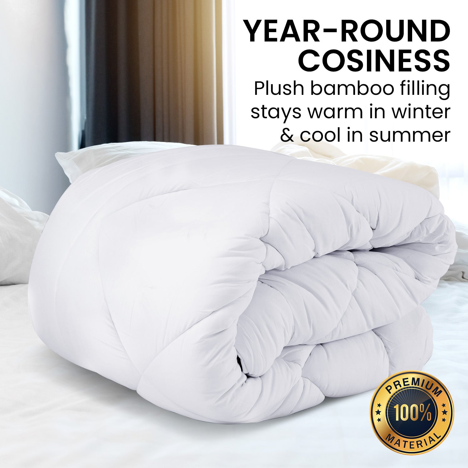 Laura Hill 500GSM Microfibre Bamboo Quilt Comforter Doona in King size, showcasing plush bamboo filling and elegant design.