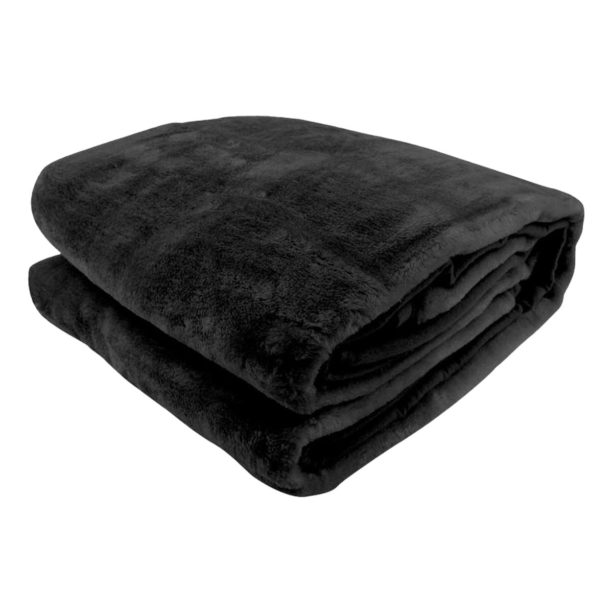 Laura Hill 600GSM Faux Mink Blanket in elegant black, showcasing its soft texture and double-sided design.