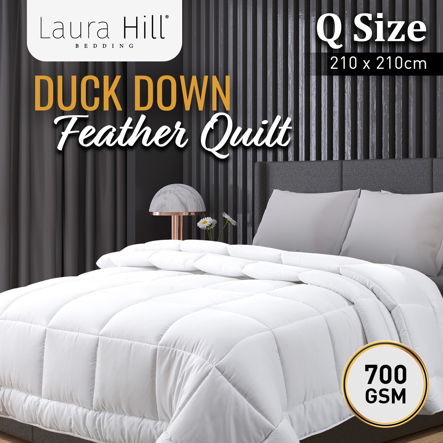 Laura Hill 700GSM Duck Down Feather Quilt Duvet Doona in Queen size, showcasing its soft cotton cover and plush duck down filling.