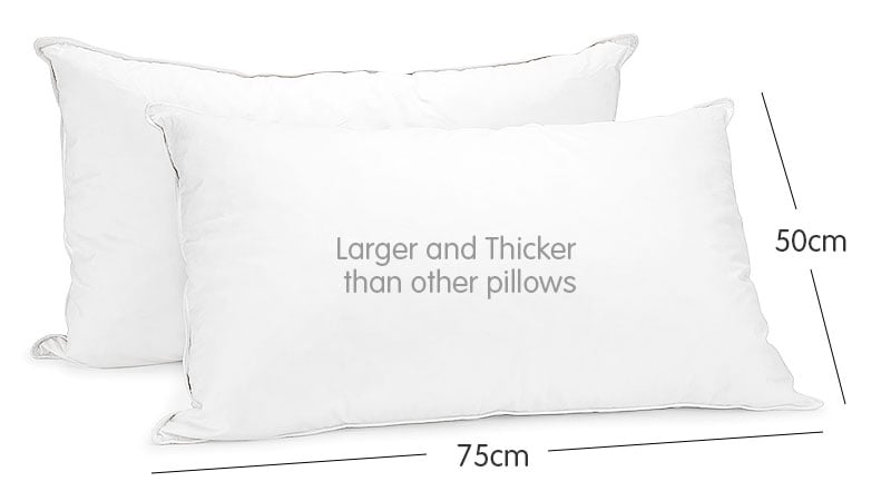 Laura Hill Duck Down Feather Pillow Twin Set featuring two luxurious white pillows made of 95% duck feather and 5% duck down, ideal for comfort and support.
